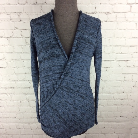 Free People Gotham Faux Wrapped Sweater Navy M - Picture 2 of 8
